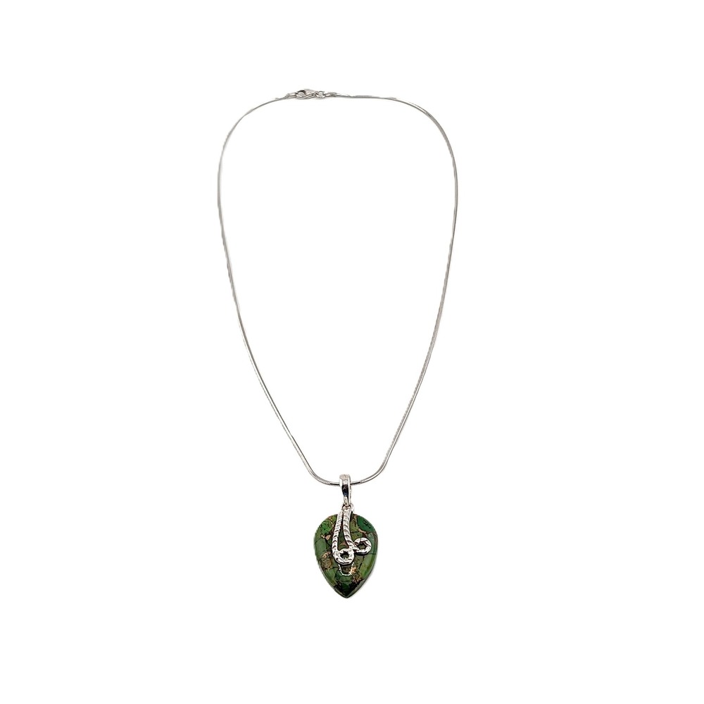 Handmade Mohave Turquoise Kingman Pendant Necklace 18in Sterling Silver Chain ** - Picture 5 of 8